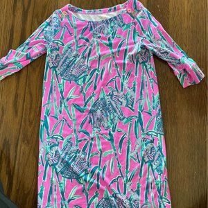 Girls Large (8-10) Lilly Pulitzer 3/4 lngth sleeve dress in Pink Elephant/Bamboo